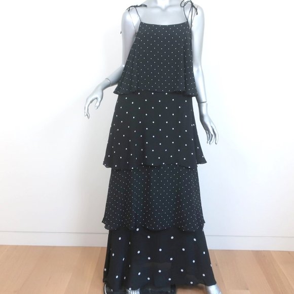 Anine Bing Dresses & Skirts - ANINE BING DAISY TIERED MAXI DRESS BLACK & WHITE POLKA DOT CREPE SIZE MEDIUM NEW